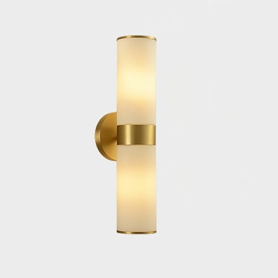 Wall Sconce Light 2 Lights Contracted Modern Metal and Glass Shade Indoor Wall Light