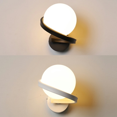 White Glass Globe Wall Sconce Single Bulb LED Modern Stylish Wall Lamp for Living Room