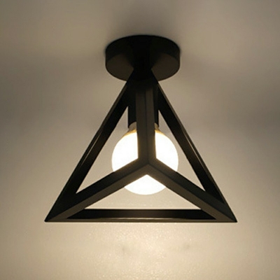 1 Light Flush Mount Light Fixtures Industrial Style Triangle Shape Metal Lamping