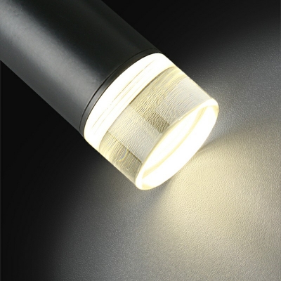 1-Light Matte Black Hanging Light Kit Acrylic Tapered Pipe Down Lighting