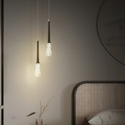 1 Light Metal Pendant Light Cord Hung Hanging Light Fixtures with Crystal
