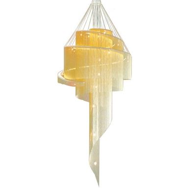 4-Bulb Metal Cord Chandelier Lighting Art Deco Aluminum Shade Pendant Light for Living Room