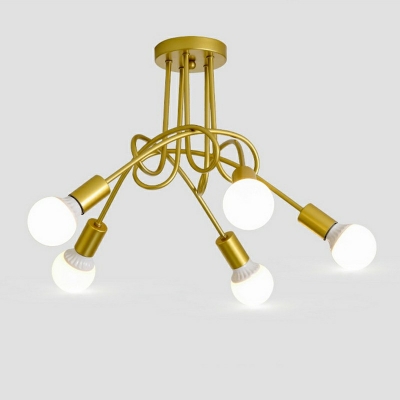 5-Light Flush Mount Light Modern Style Angled Tangle Shape Metal Ceiling Light