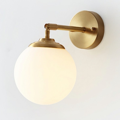 Bedside Wall Lamp Fixture Single Bulb Postmodern LED Wall Sconce with Arm in Brass