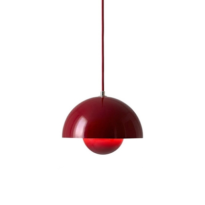 1 Light Bowl Hanging Ceiling Light Metal Minimalist Style Pendant Light