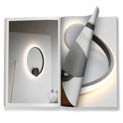 Circle Wall Sconce Light Contracted Modern Metal and Acrylic Shade LED Wall Light for Bedroom