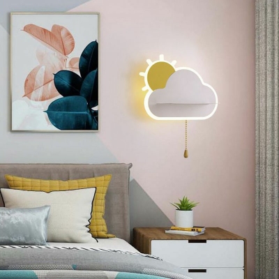 Cloud Shape Wall Sconce Light Contemporary Modern Acrylic and Iron Shade Wall Light for Kid's Room