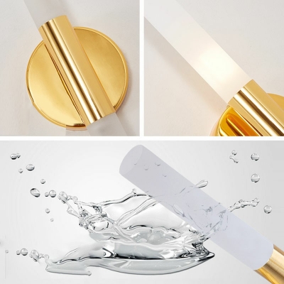 Cylinder Wall Sconce Light 2 Lights Modern Nordic Iron and Acrylic Shade Wall Light for Hallway