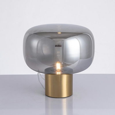 Glass Oblong Table Light Modern 1 Head Nightstand Lamp with Brass Metal Base