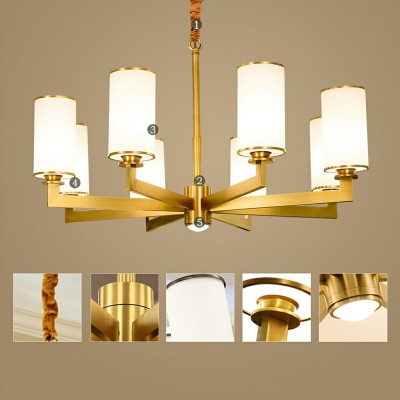 Gold Chandelier Contemporary Style Metal Shade Suspension Lamp for Living Room