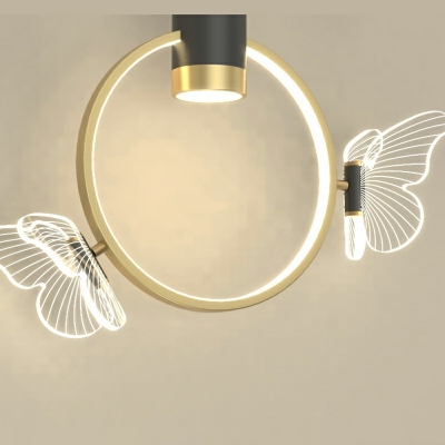 Gold Pendant Lighting Postmodern Ring in Warm Light Ceiling Light for Bedroom