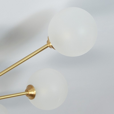 Gold Radial Semi Flushmount Lighting Minimalist Metal Flush Lamp Fixture with Globe Glass