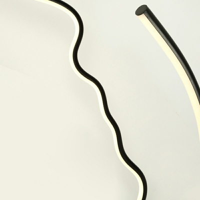 Human Face-Shape Bedside Nightstand Lamp Metal Minimalist LED Black Table Light in Warm Light