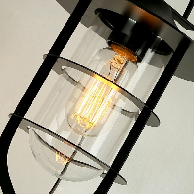 Industrial Style 1 Light Glass Wall Mounted Light Black Shaded Restaurant Wall Sconce Light