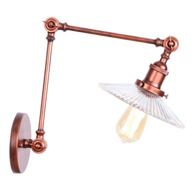 Industrial Style Cone Shade Wall Lamp Glass 1 Light Wall Light