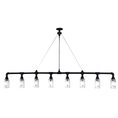Linear Chandelier Industrial Island Lighting Fixtures Black Kitchen 8 Lights Pendant