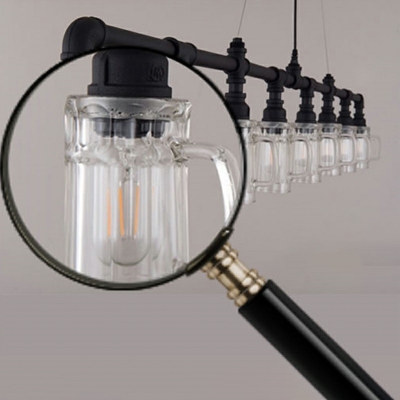 Linear Chandelier Industrial Island Lighting Fixtures Black Kitchen 8 Lights Pendant
