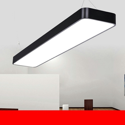 Linear Pendant Lighting Contemporary Minimalist LED Modern Ceiling Office Light in Black