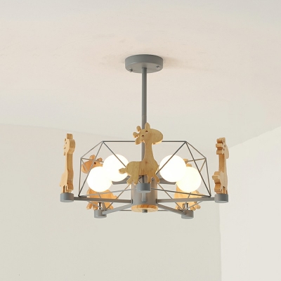 Minimalism Simple Style 5 Lights Chandelier Giraffe Mental Pendant Light for Kids Bedroom