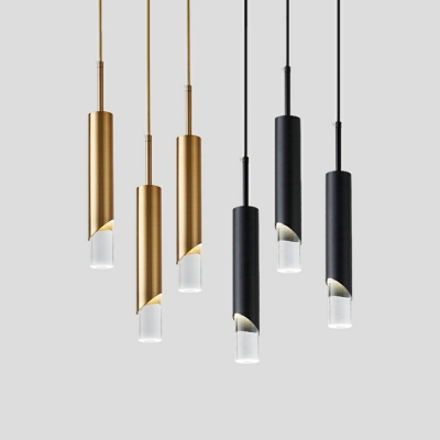 Minimalism Single-Bulb Tube Hanging Pendant Light Acrylic Shade Pendant Lamp for Dinning Room