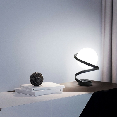 Modern Fashion 1 Head Desk Lamp White Glass Ball Table Light for Bedroom Study Room