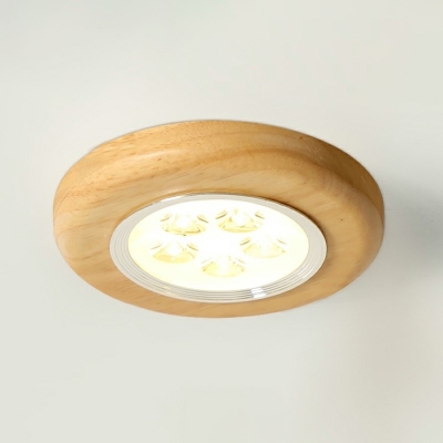 Modern Simplicity Wood Flush Mount Light Circular Acrylic Flush Mount Ceiling Light for Sleping Room
