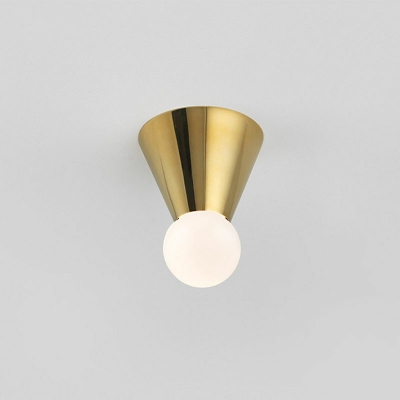 Modern Style Cone Shade Semi Flush Mount Light Glass 1 Light Ceiling Light for Bedroom