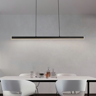 Modern Style Linear Shaped Island Pendant Metal 1 Light Island Light for Restaurant