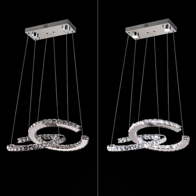 Modern Style Ring Shaped Chandelier Crystal 2 Light Chandelier for Restaurant