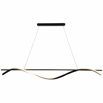 Modern Style Simple Strip Shaped Island Pendant Metal 1 Light Island Light for Restaurant