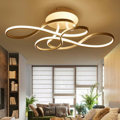 Modernism Slender Bar Musical Note Flush Mount Light LED Ceiling Fixture for Living Room