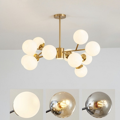 Modernist Chandelier 12 Head Glass Hanging Ceiling Lights for Bedroom Dining Room