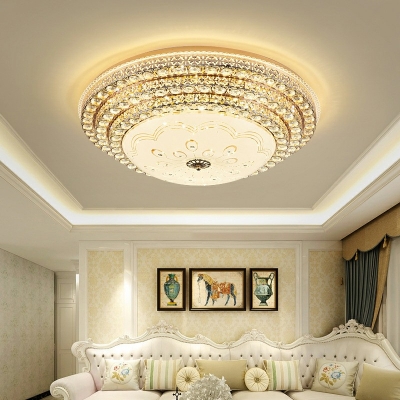 Multi Tier Ceiling Lamp Contemporary Crystal LED Ceiling Mount Light in 3 Colors Light