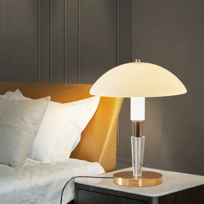 Mushroom Shape Desk Lamp Modernist Glass Warm Light in Gold Task Lighting for Bedroom