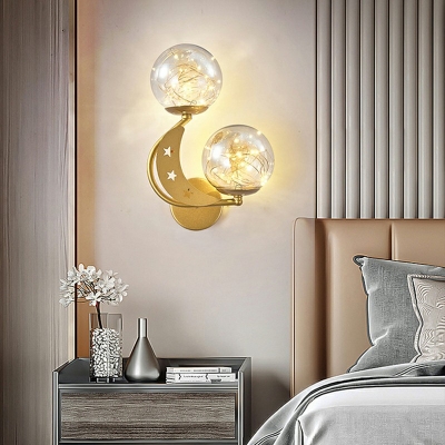 Nordic Style Metal Wall Sconce Light 2 Lights LED Metal Wall Lamp for Sleeping Room