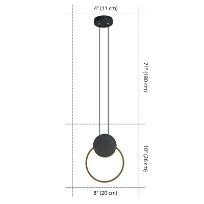 One Light Ceiling Suspension Lamp Metal Ring Pendant Lighting for Bedroom
