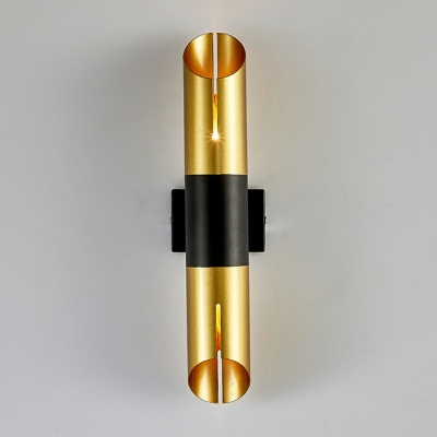Postmodern Style 2 Lights Tube Shaped Wall Sconce Lights Gold Indoor Wall Lamp for Bedroom