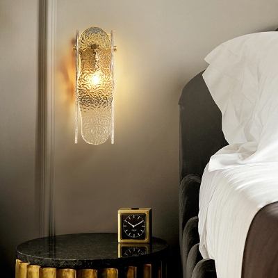 Postmodern Style Single-Bulb Frosted Glass Sconce Light Gold Wall Light for Sleeping Room