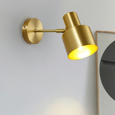 Simplicity Metal Wall Lamp 1 Head Iron Shade Wall Sconce Lighting in Gold for Living Room