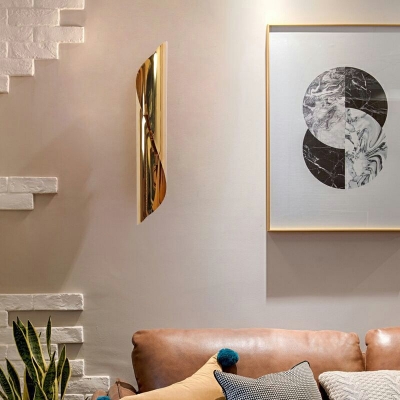 Spiral Stainless-Steel Flush Mount Wall Light Postmodern 2-Light Wall Sconce Lighting for Living Room