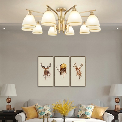 Traditional Ceiling Light Metal Circle Ceiling Mount Semi Flush Light in Brass for Living Room