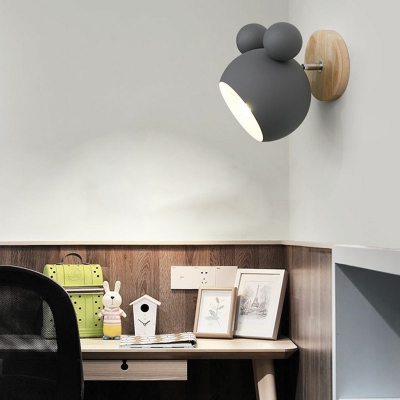 Wall Sconce Light Creative Modern Wood and Metal Shade Wall Light with Muti-Color for Courtyard