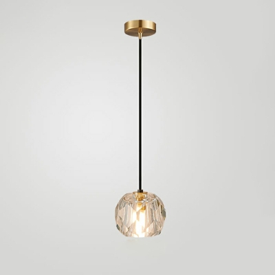 1-Light Ceiling Pendant Contemporary Minimalist Gold Crystal Pendant Lighting Fixture