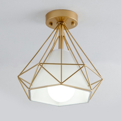 1-Light Flush Mount Light Fixtures Modern Style Diamond Shape Iron Ceiling Lighting