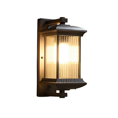 1 Light Rustic Sconces Industrial Metal Glass Wall Sconces in Black