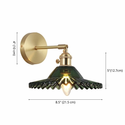 1-Light Wall Sconce Light Glass Industrial-Style Sconce Light Fixtures with Cone