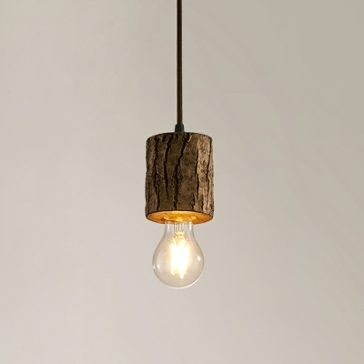 1 Light Wood Brown Hanging Light Contemporary Minimalist Style Hanging Light Fixtures