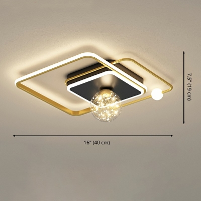 4-Light Geometric LED Flush Mount Ceiling Lighting Fixture in Modern Style,Gold