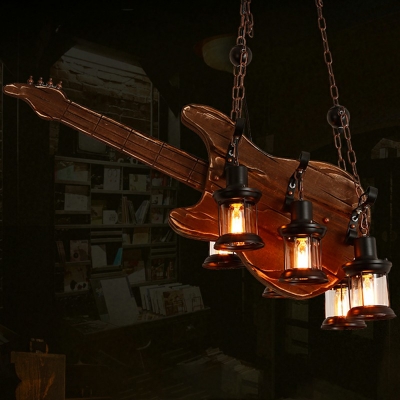6-Light Bottle Pendant Lights Country Guitar Shape Hanging Light Fixtures for Dining Room