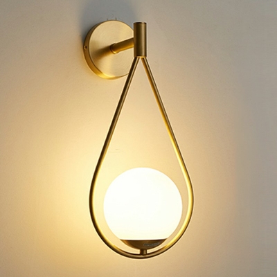Armed Wall Mounted Light Modern Special Copper and White Glass Shade Light for Bedroom